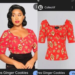 Collectif Womenswear Dolores H/S Ginger Cookies Top
